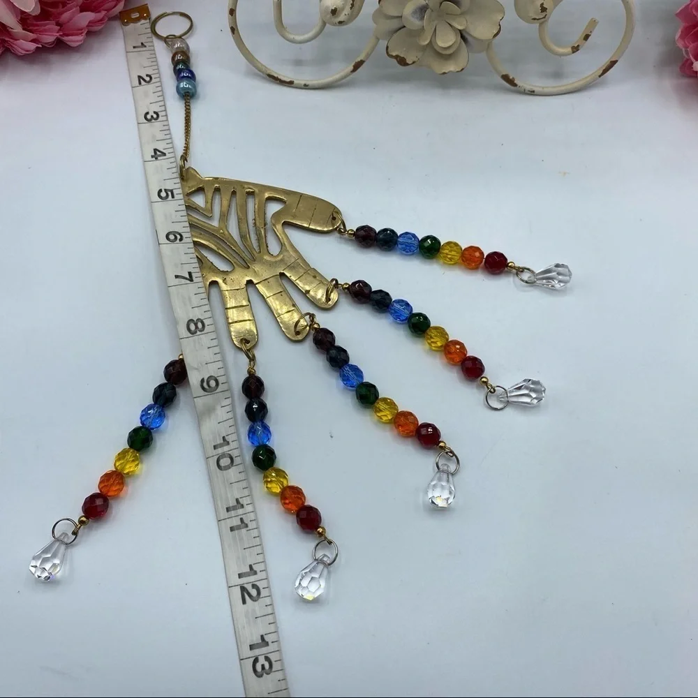 Hansa Brass Keychain Rainbow Beads